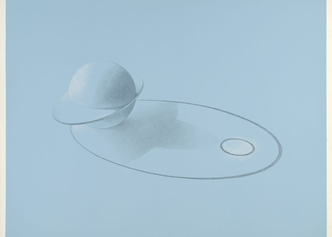 Three-part Invention No. 28 (Psychopomp), 2024, silverpoint, palladiumpoint and  white gouache on prepared paper, 10 5/8  x 14 3/4 inches
