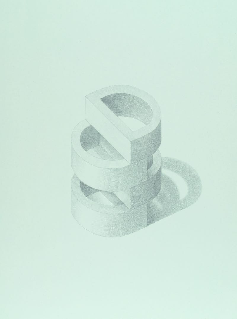 D-Tower, 2012, silverpoint on prepared paper, 15 x 12 inches