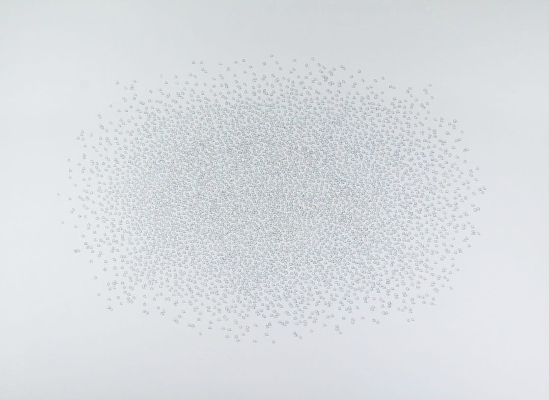 Elliptical, 2011, silverpoint on prepared paper, 22 x 30 inches