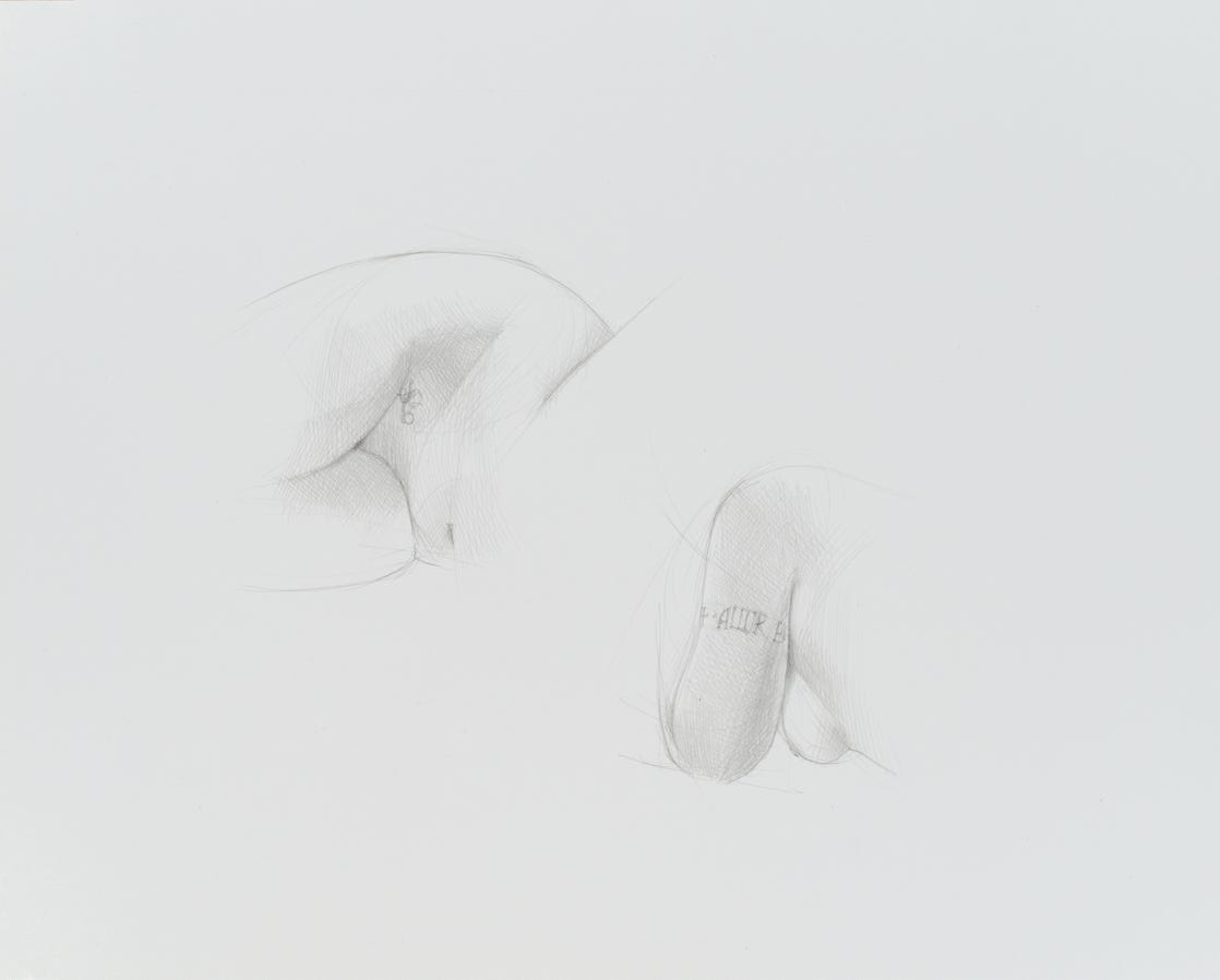 Five-Minute Figure Studies II, 2012, silverpoint on prepared paper, 12 x 14 inches (sheet size)