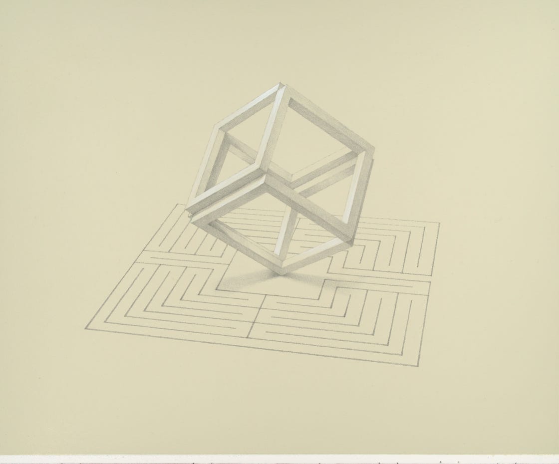 Three-part Invention No. 27 (Hawara), 2023, silverpoint with white gouache on prepared paper, 10 3/4  x 13 inches