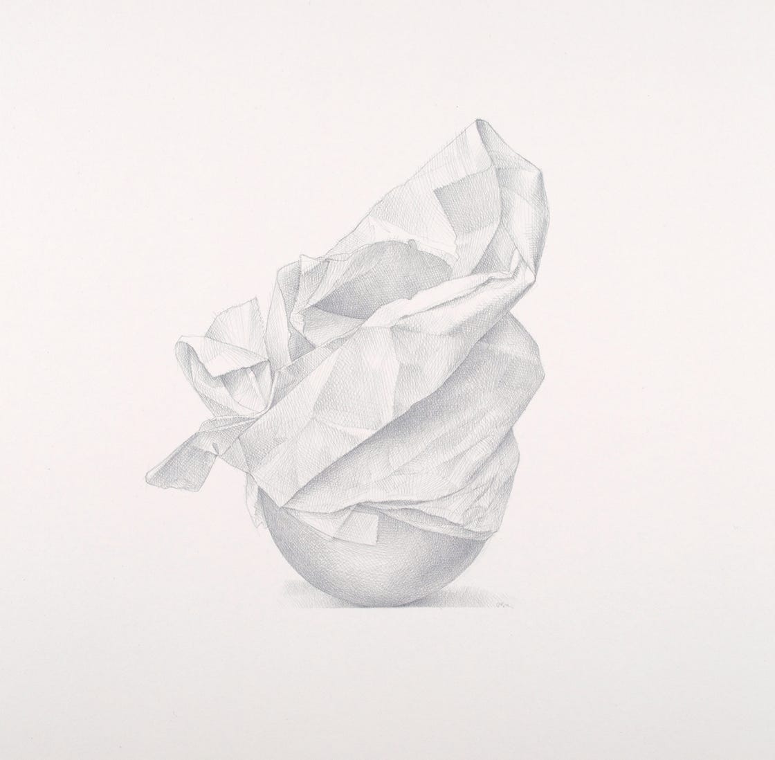 Turban, 2013, silverpoint on prepared paper, 11 x 11 inches
