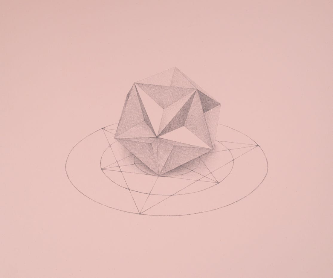 Two-part Invention No. 15, 2021, silverpoint on prepared paper, 10 1/2  x 12  inches