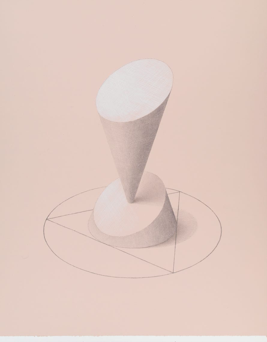 Three-part Invention No. 18 (Modulus 3), 2022, silverpoint and palladiumpoint with white gouache on prepared paper, 13  x 11 inches