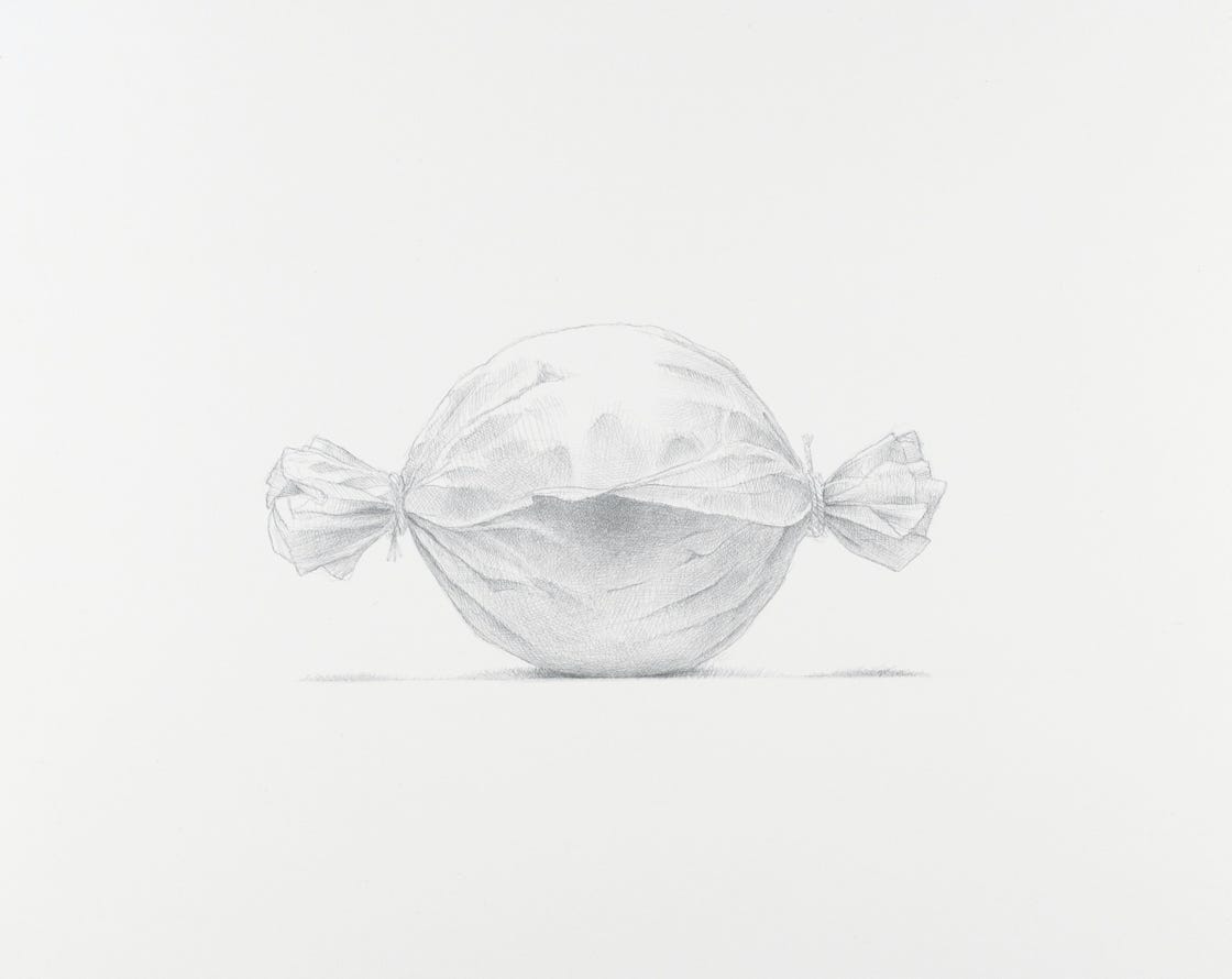 Wrap, 2012, silverpoint on prepared paper, 8 x 10 inches
